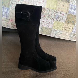 Salvatore Ferragamo Black Suede Riding Boots Size 6